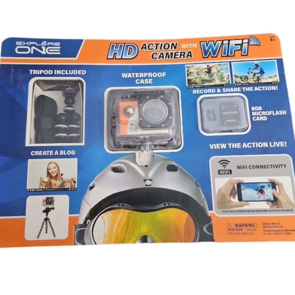 HD Action Camera w/ WiFi & 8GB mircroflash card Waterproof Case f/ Sports Video